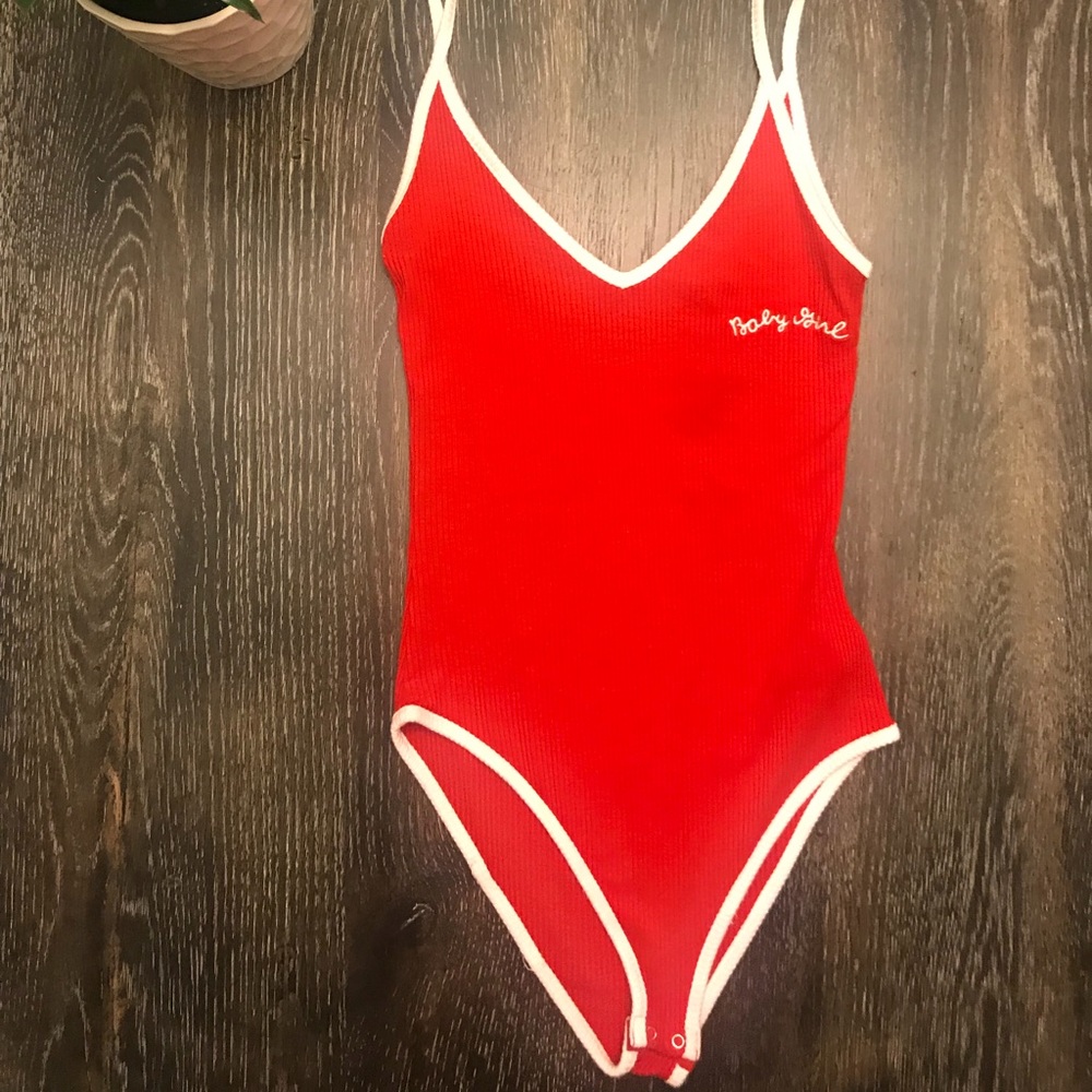 RED AND WHITE BODYSUIT